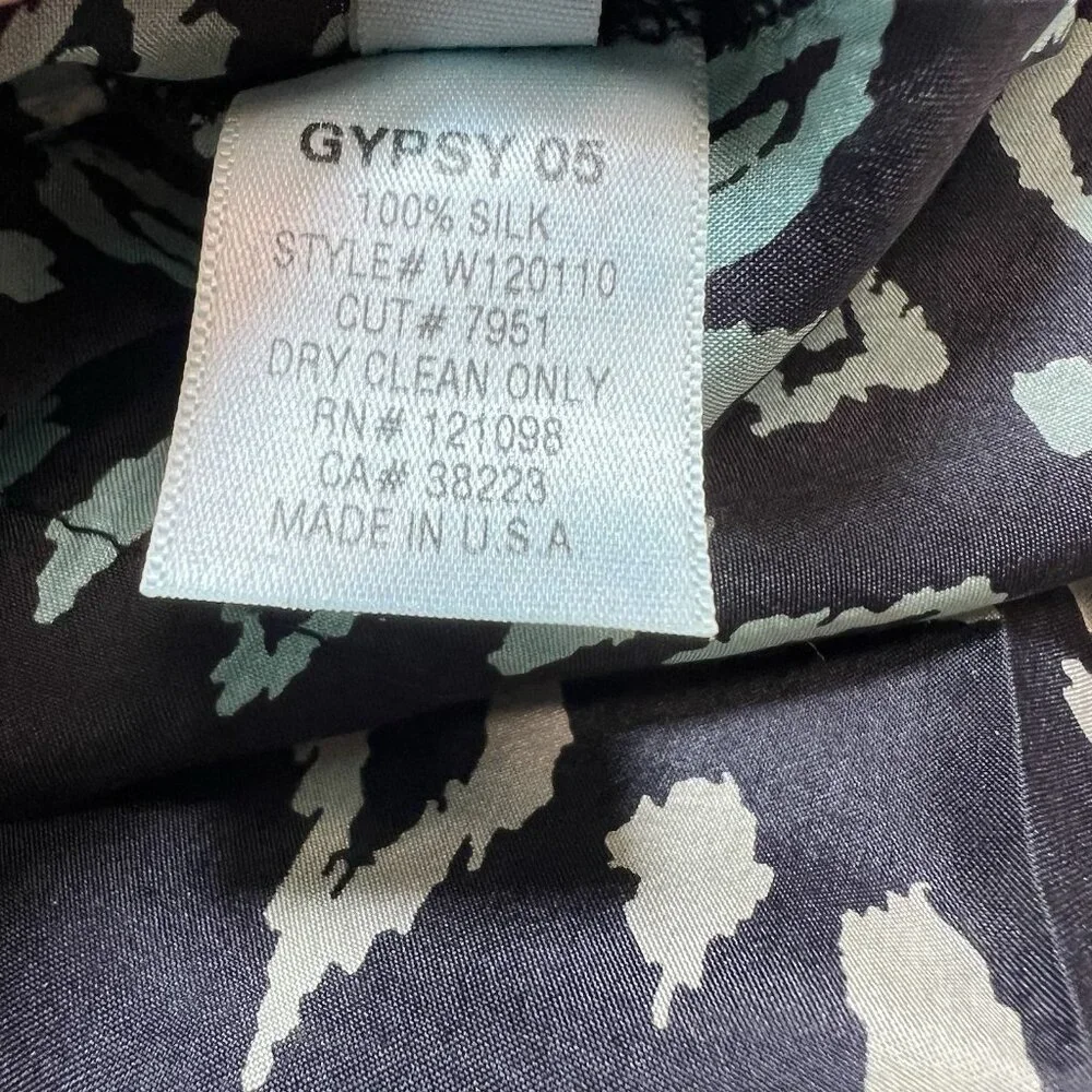 Gypsy 05 100% Silk Dress Womens XS Tie Dye Hippie Boho Festival Leopard Print